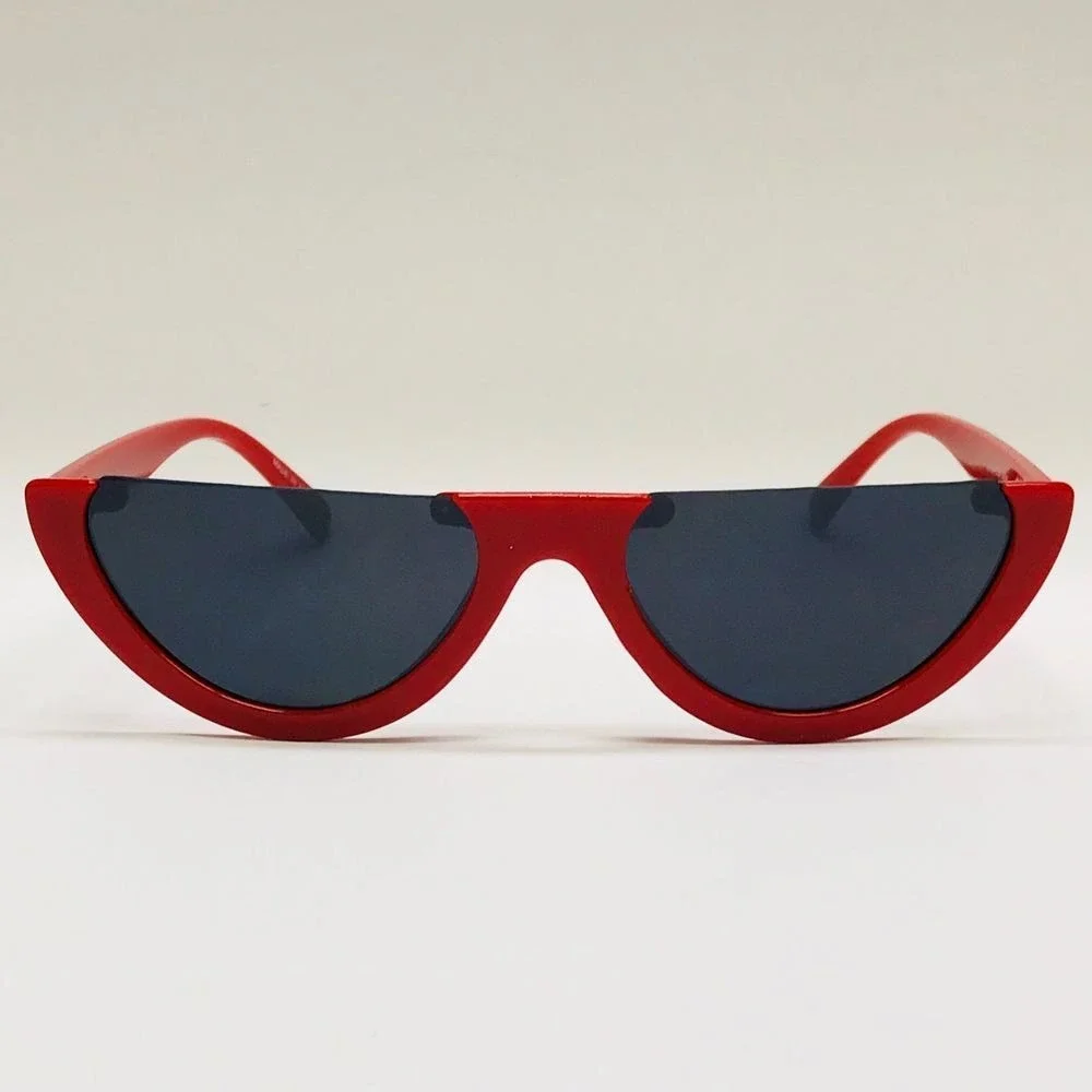 Red Half Frame Sunglasses Fashion Trendy Designer Sun Glasses‎ Women